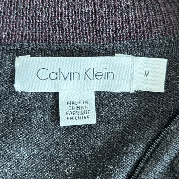 Calvin Klein wool blend Gray and Purple Half-Zip Sweater Sz M - Picture 5 of 10